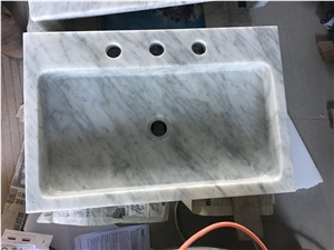 White Color Carrara Marble Square Basin