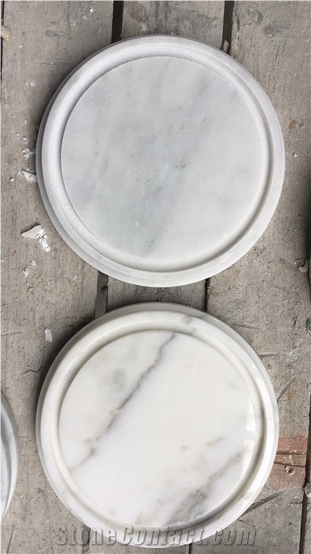 White Color Marble Carrara Candle Holders Display