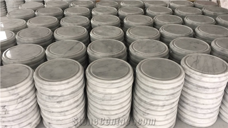 White Color Marble Carrara Candle Holders Display