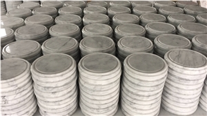 White Color Marble Carrara Candle Holders Display