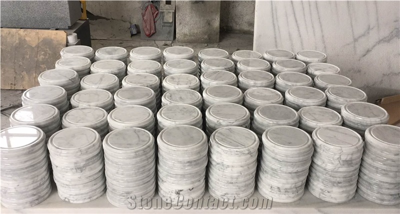 White Color Marble Carrara Candle Holders Display