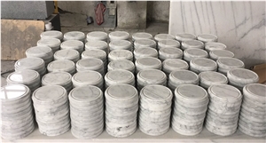 White Color Marble Carrara Candle Holders Display