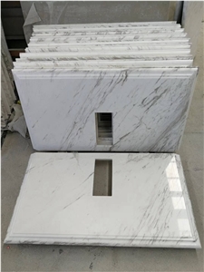White Marble Countertops for Bathroom in Hotel White Marble Countertops for Bathroom in Hotel