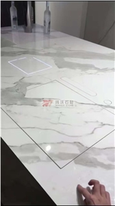 White Marble Engineered Stone Kitchen Countertops