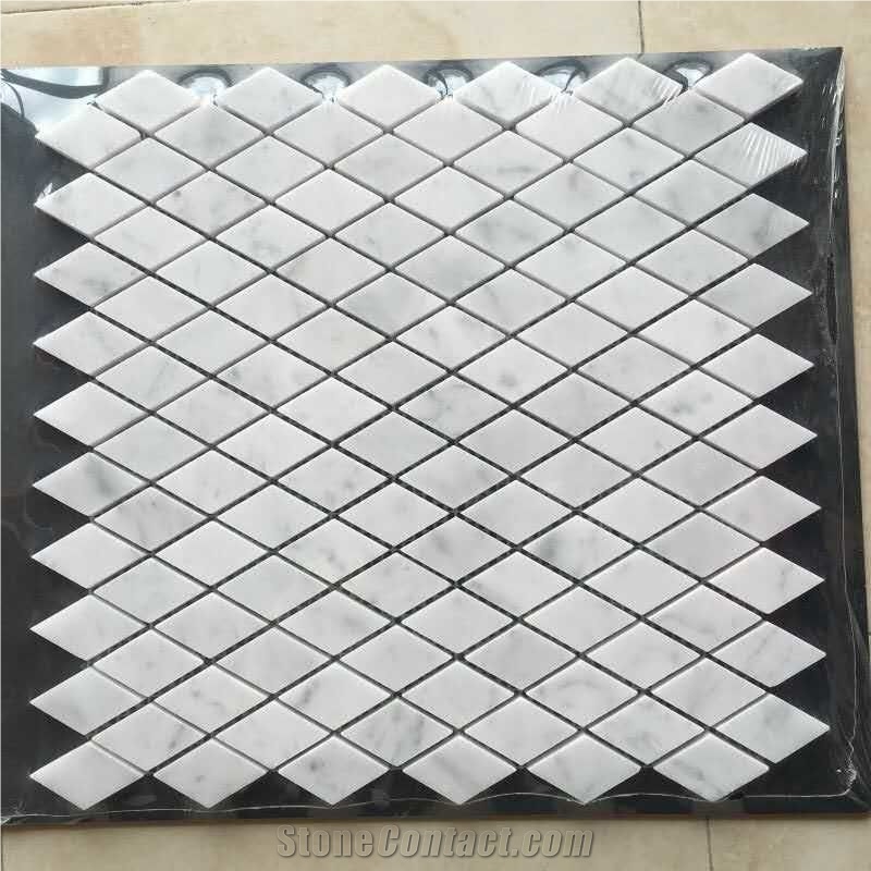 White Marble Mosaic Tile Backsplash Bathroom