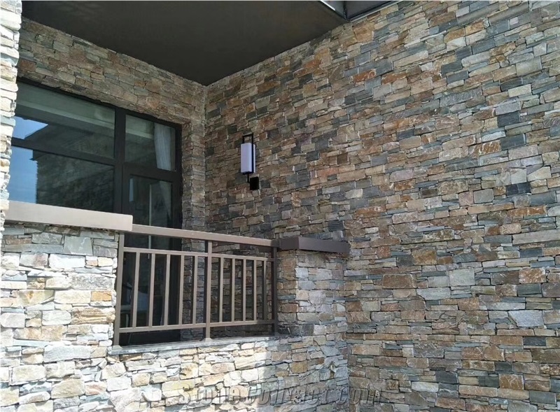 Yellow Slate Cladding Stacked Stone Veneer