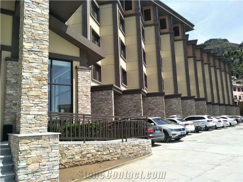 Yellow Slate Cladding Stacked Stone Veneer