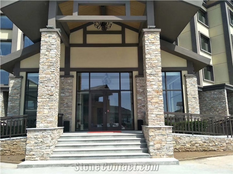 Yellow Slate Cladding Stacked Stone Veneer
