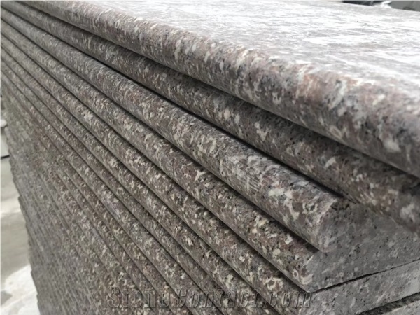 G648 China Brown Granite Full Bullnose Edge Stairs