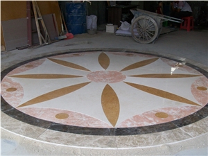 Hotel Lobby Big Round Marble Waterjet Medallions