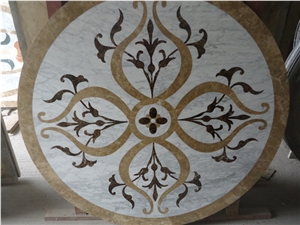 Round Pattern Colorful Stone Waterjet Medallions
