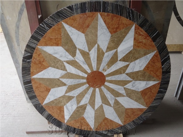 Round Pattern Colorful Stone Waterjet Medallions
