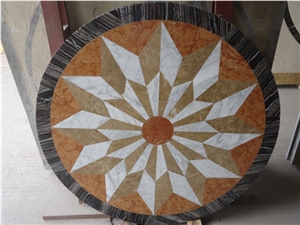 Round Pattern Colorful Stone Waterjet Medallions