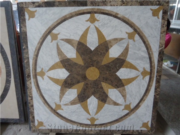 Round Pattern Colorful Stone Waterjet Medallions