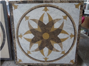 Round Pattern Colorful Stone Waterjet Medallions