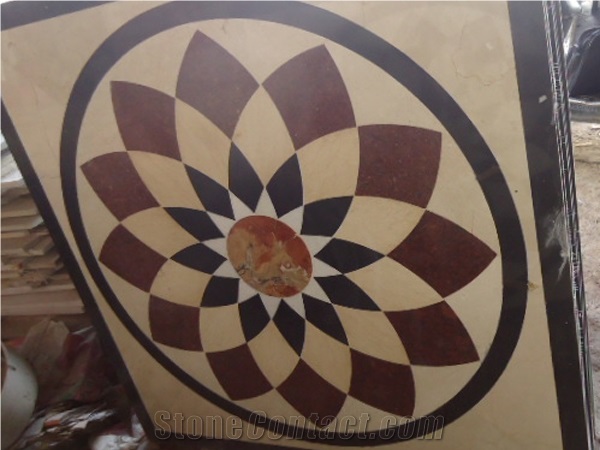 Round Pattern Colorful Stone Waterjet Medallions