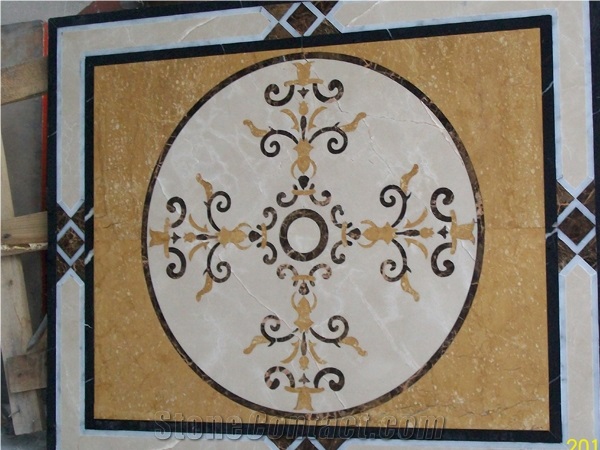Round Pattern Colorful Stone Waterjet Medallions
