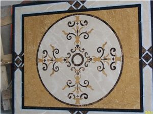 Round Pattern Colorful Stone Waterjet Medallions