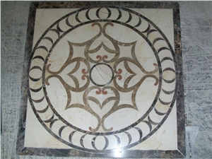 Small Square Floor Polished Waterjet Medallions