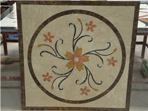 Small Square Floor Polished Waterjet Medallions