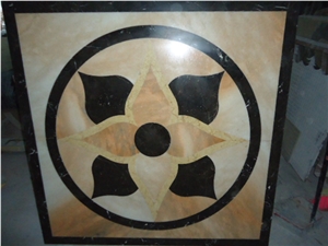 Small Square Floor Polished Waterjet Medallions