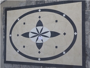 Small Square Floor Polished Waterjet Medallions
