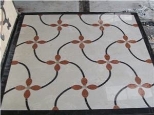 Square Style Multicolor Marble Waterjet Medallions