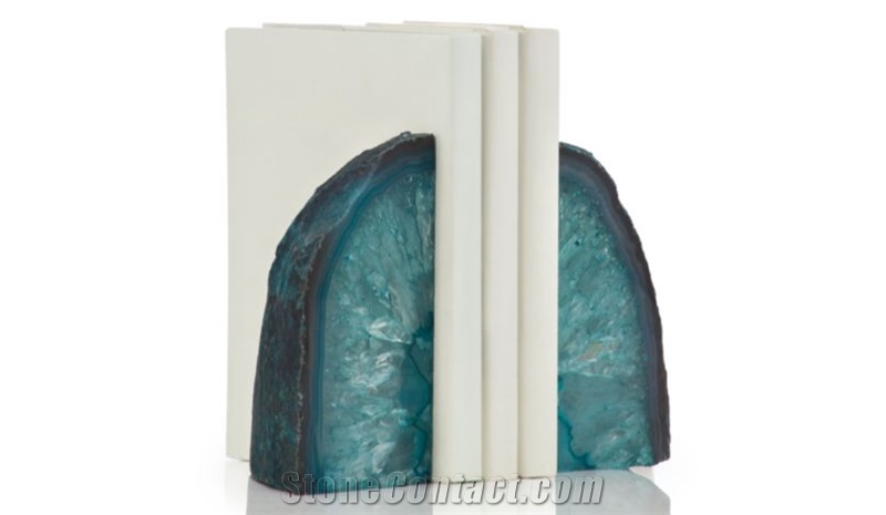 Agate Bookends Semiprecious Stone Office Desk
