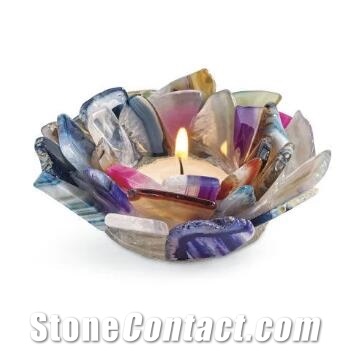 Agate Candle Holder Semi Precious Modern