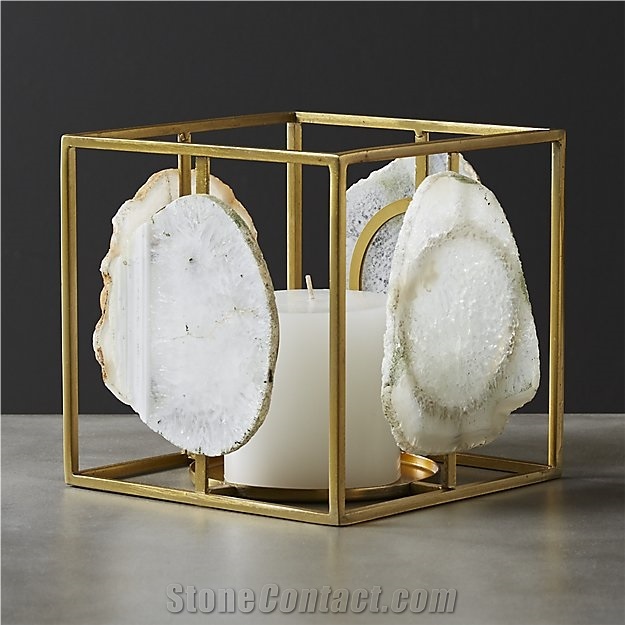 Agate Candle Holder Semi Precious Modern