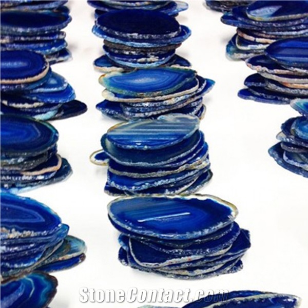 Agate Semiprecious Slice Drink Coasters Plated