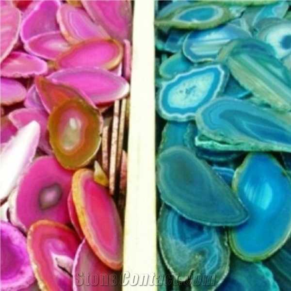 Agate Semiprecious Slice Drink Coasters Plated