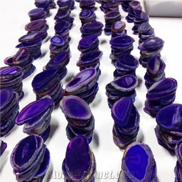 Agate Semiprecious Slice Drink Coasters Plated