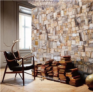 China Wood Stone Wall Cladding Semiprecious Stone Tiles