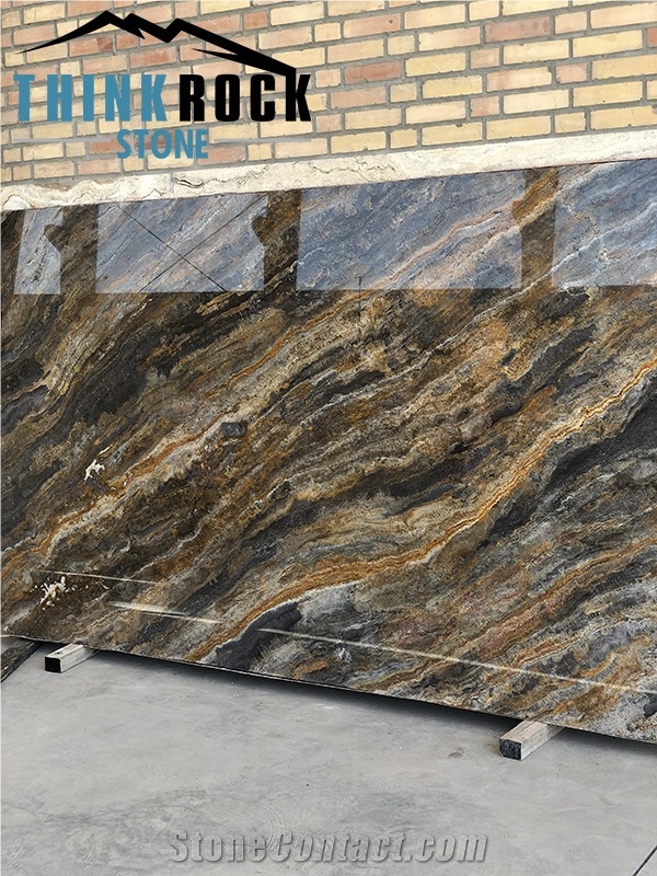 Golden Black Travertine Slab