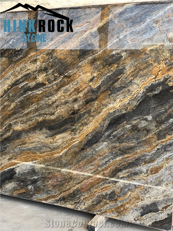 Golden Black Travertine Slab