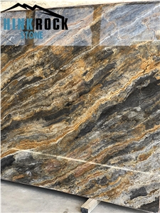 Golden Black Travertine Slab