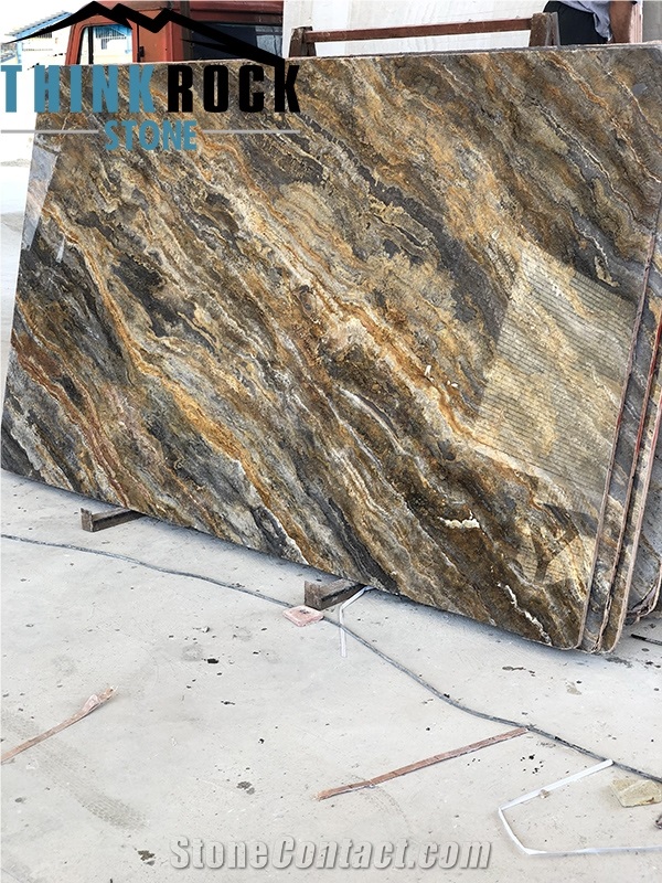 Golden Black Travertine Slab