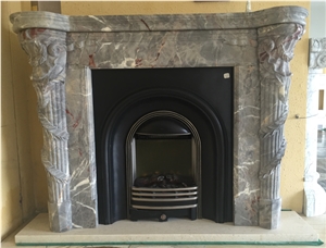 Italy Gery Wood Marble Fireplace Mantel, Mantels Italy Gery Wood Marble Fireplace Mantel, Mantels