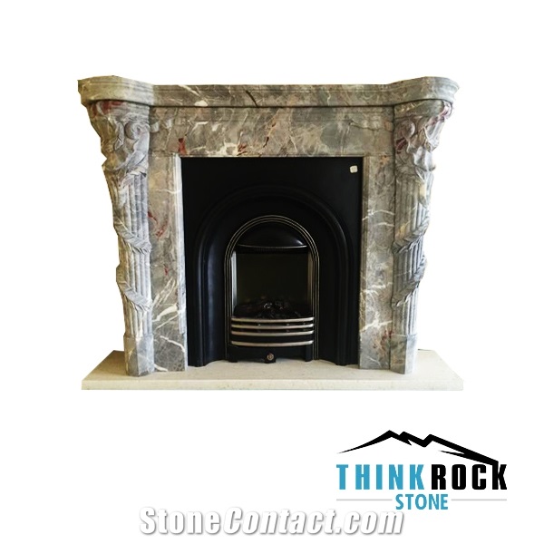 Italy Vena Grigio Marble Fireplace Surrounding