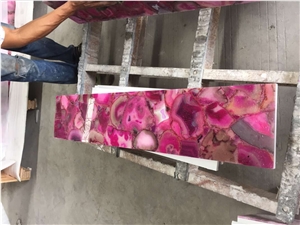 Pink Agate Tiles/Semiprecious Stone Panel/Gemstone