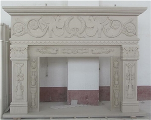 White Sandstone Fireplacehandcarved Sculptured
