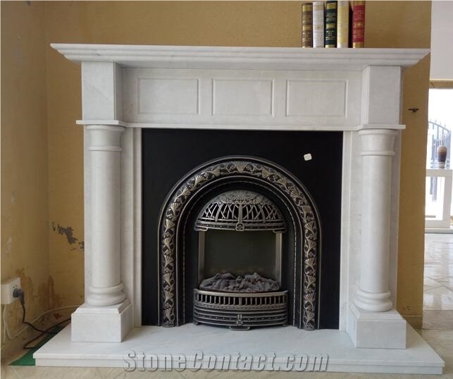 Xiang White Jade Stone Fireplace 3d Carving Cheap