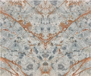Blue Riff Marble Slabs Tiles Book-Match