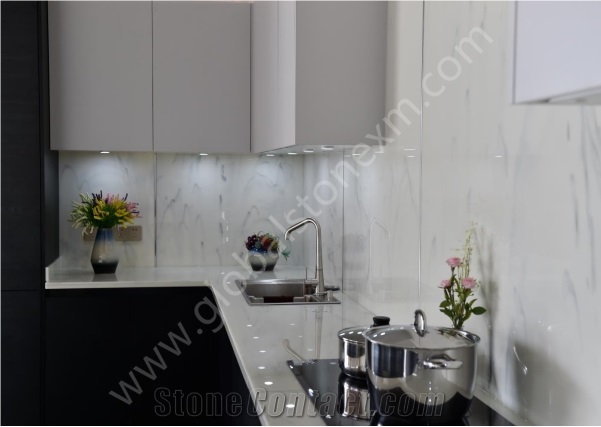 Calacatta Clouds Nano Glass Stone Wall Cladding