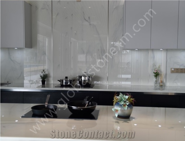 Calacatta Clouds Nano Glass Stone Wall Cladding