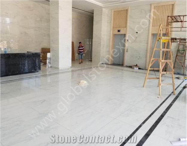 Calacatta Clouds Nano Glass Tile Floor Covering