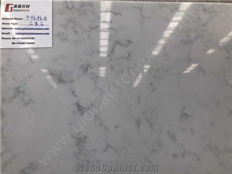 Carrara White Quartz Slabs