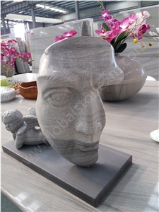 Gem Grey Quartzite Angel Sculpture Portrait