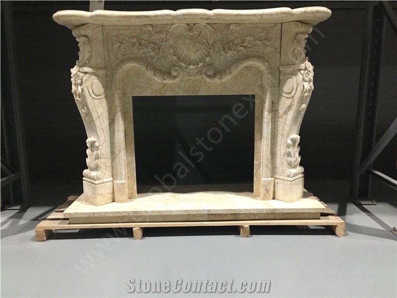 Golden Spider Marble Fireplace Elegant